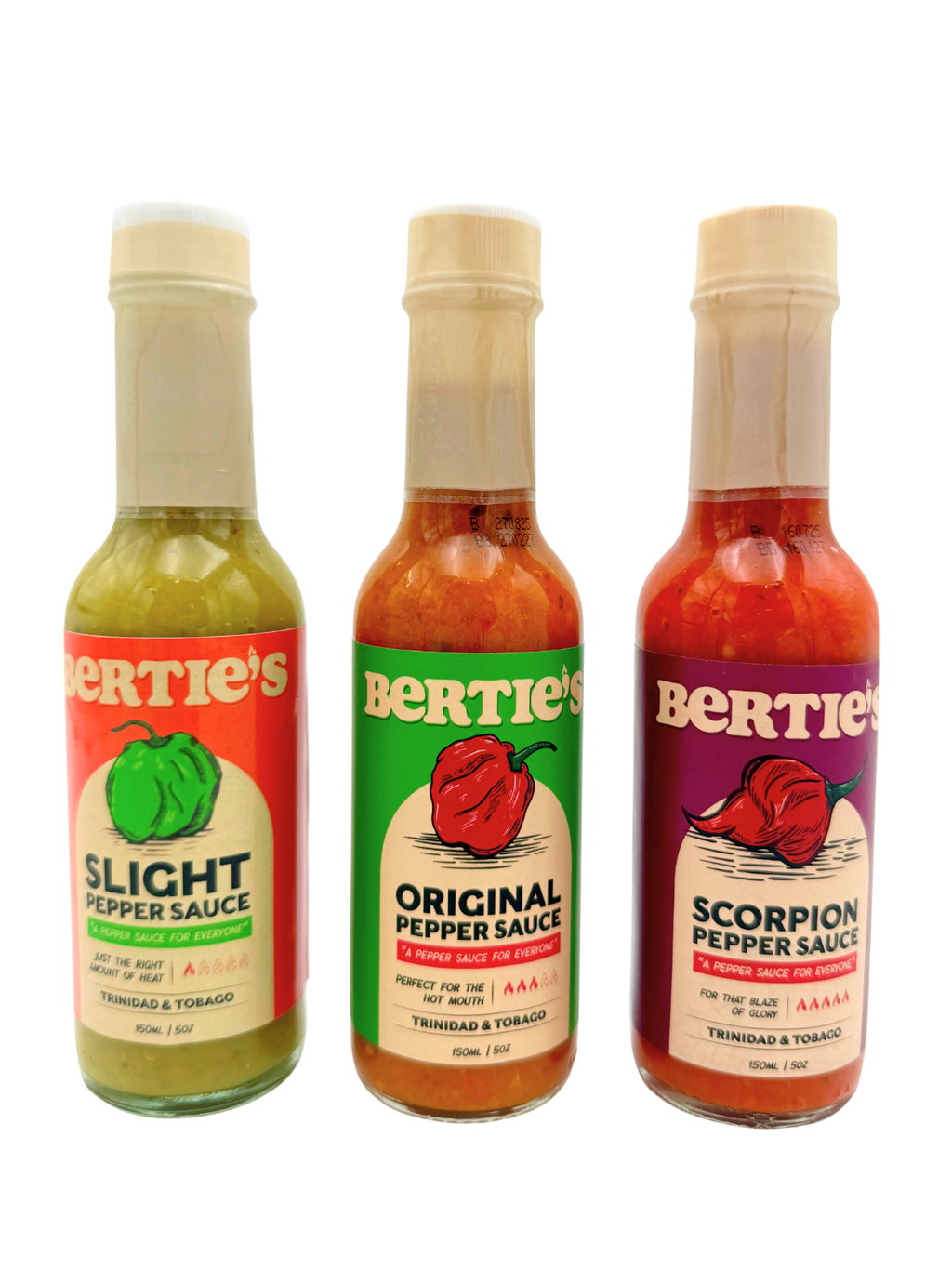 Berties Trio 3x150ml – Karibische Pepper Saucen